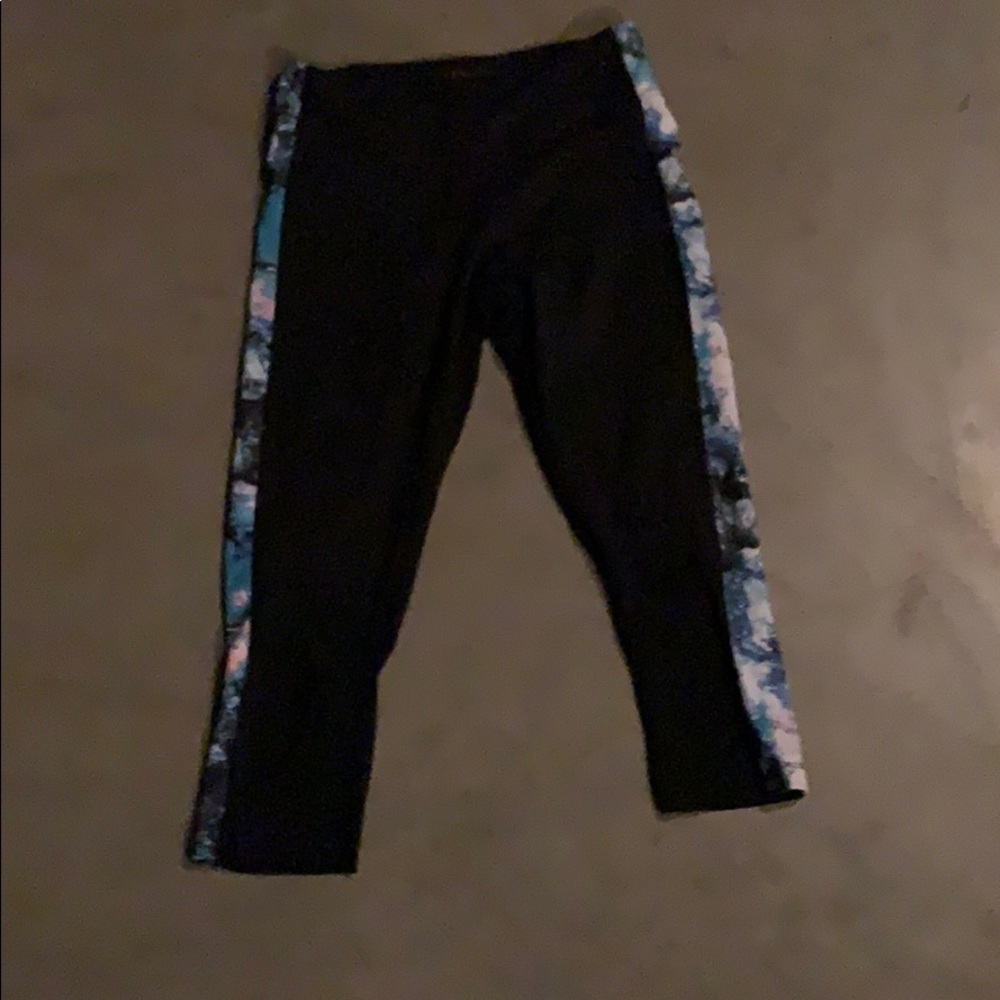 Black capris with galaxy stripe on the side